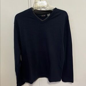 Black V-Neck Long Sleeve Top